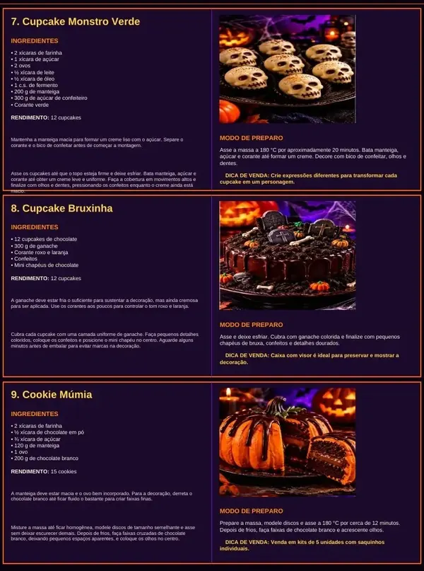 Página interna com receitas e fotografias